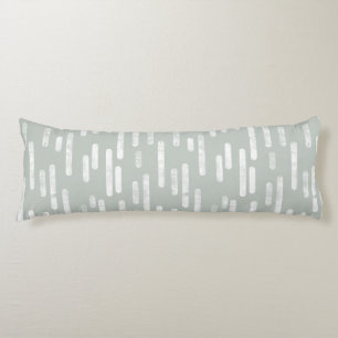 Inky Rounded Lines Pattern   White on Grey Green Body Cushion