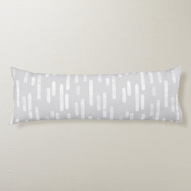 Inky Rounded Lines Pattern | White on Pale Grey Body Cushion (Front)