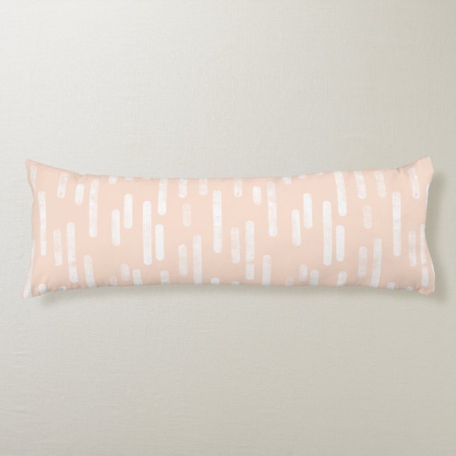 Inky Rounded Lines Pattern | White on Pale Peach Body Cushion (Front)