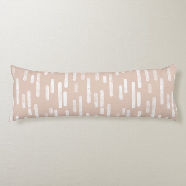 Inky Rounded Lines Pattern | White/Pale Terracotta Body Cushion (Front)