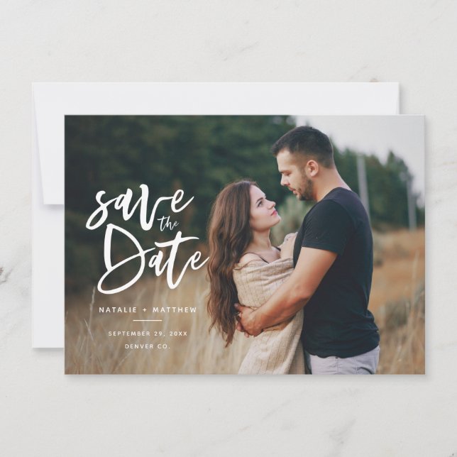 Inky script photo save the date (Front)