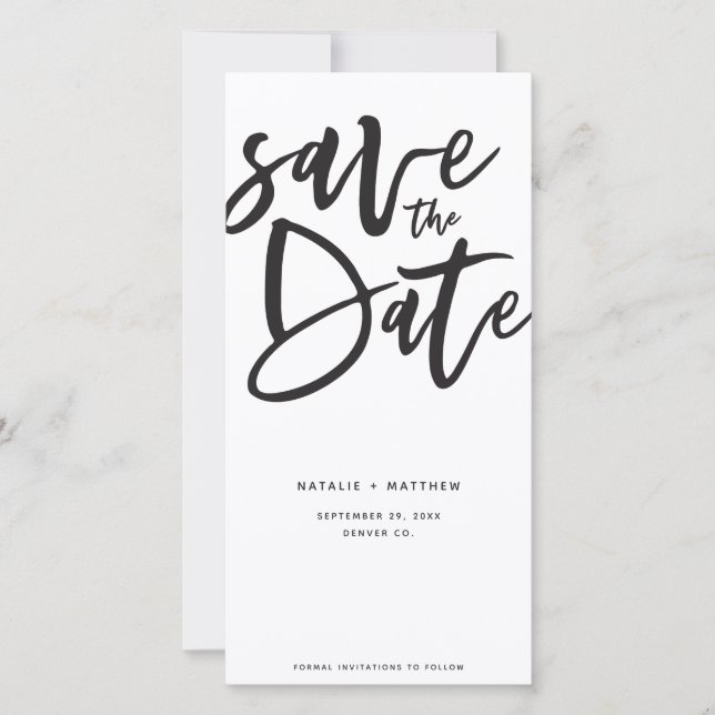 Inky script save the date (Front)