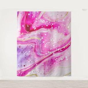 Inky Splash Pink Marble Gold Photo Booth Backdrop Tapestry