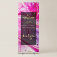 Inky Splash Pink Marble with Gold Wedding Welcome