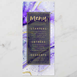 Inky Splash Purple Marble with Gold foil Dinner Menu