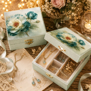 Inky Teal Vintage Botanical Peony Decoupage Tissue Paper