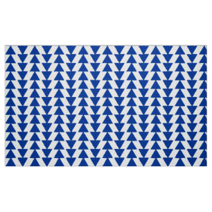 Inky Triangles - Navy Blue on White Fabric
