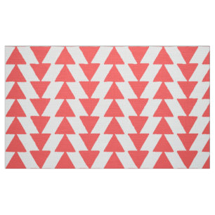 Inky Triangles - Tropical Pink on White Fabric