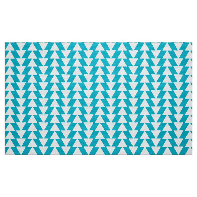 Inky Triangles - White on Aqua Blue Fabric (Fat Quarter)
