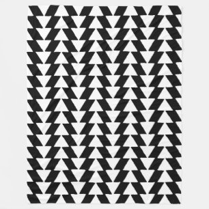 Inky Triangles - White on Black Fleece Blanket