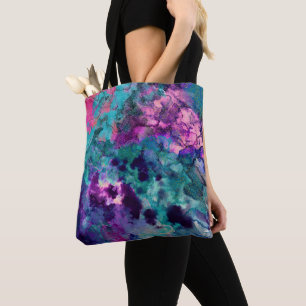 Inky Watercolor Abstract Cosmic Colour Painting Tote Bag