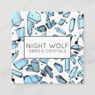 Inky Watercolor Quartz Crystals Magical Pattern Square Business Card