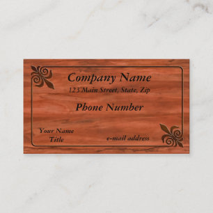 Inlaid Wood Fleur de lis Business Card
