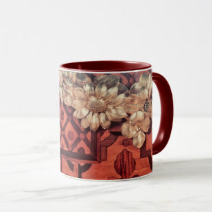 Inlaid wood image with Gold Gilded Floral wreath Mug