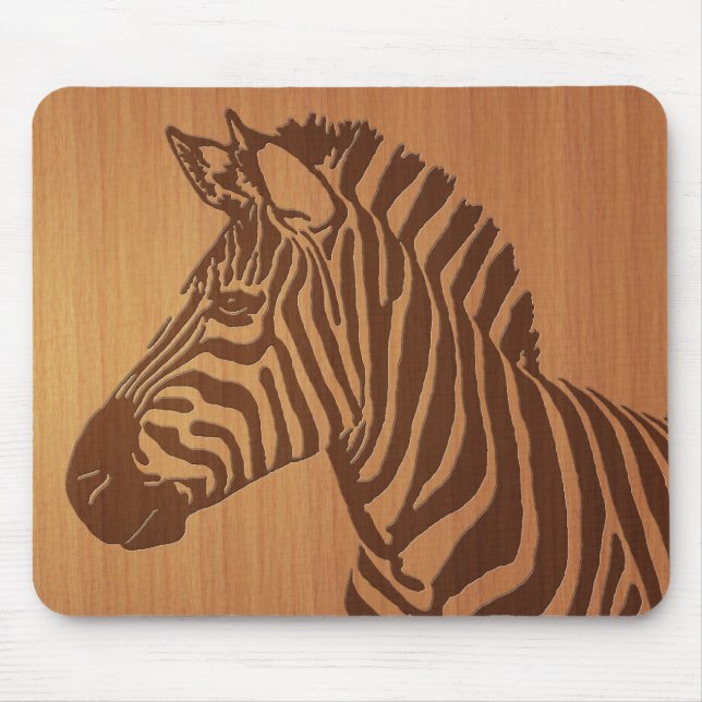 Inlaid wood Zebra Mouse Mat (Front)