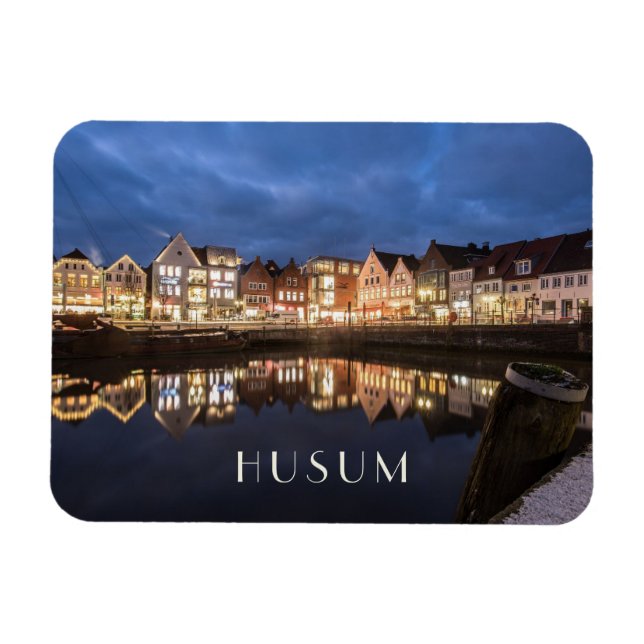 Inland Port at Night, Husum, Germany Magnet (Horizontal)