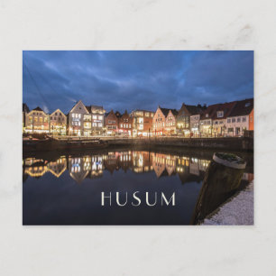 Inland Port at Night, Husum, Germany Postcard