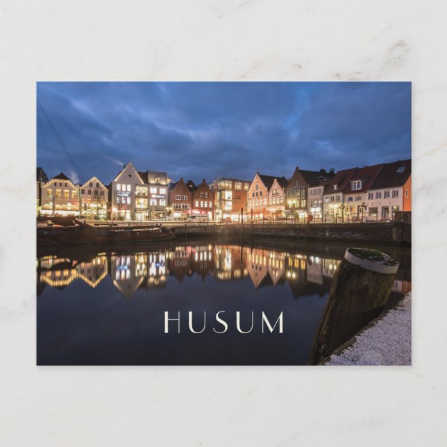 Inland Port at Night, Husum, Germany Postcard (Front)