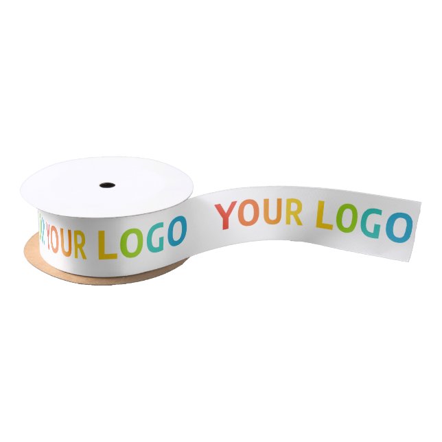 Inline Business Logo Template Custom White Satin Ribbon (Spool)