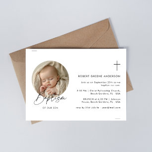 Inline Catholic Baby Photo Gender Neutral Baptism Invitation