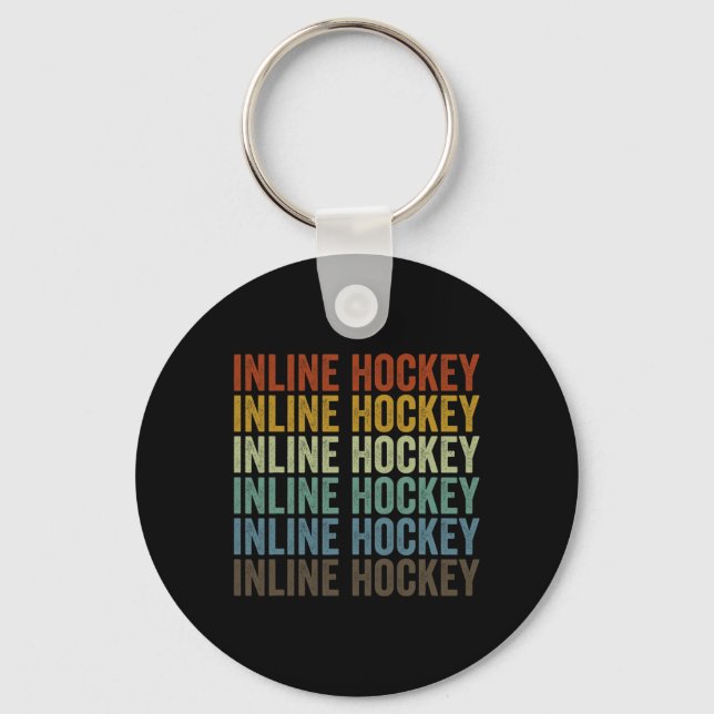 Inline Hockey Sports Retro  Key Ring (Front)