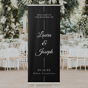 Inline Modern Minimal Black Wedding Welcome Retractable Banner