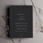 Inline | Modern Minimal Wedding Invitation<br><div class="desc">A beautiful minimalist typography based wedding invitation featuring your names in classic lettering,  joined with modern handwritten script accent lettering. Personalise with your wedding details beneath. Our Ash colorway makes a classic statement with white lettering on a soft black background.</div>