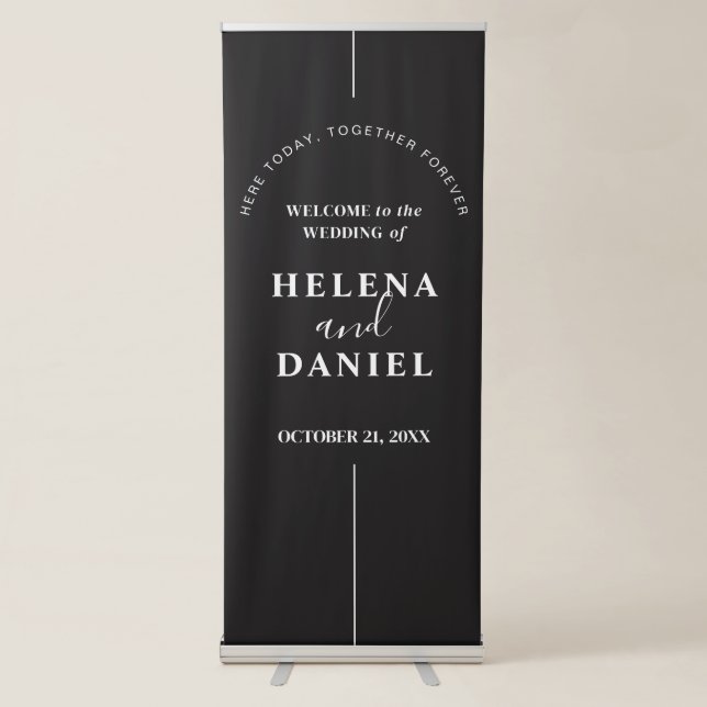 Inline | Personalised Modern Wedding Welcome Retractable Banner (Front)