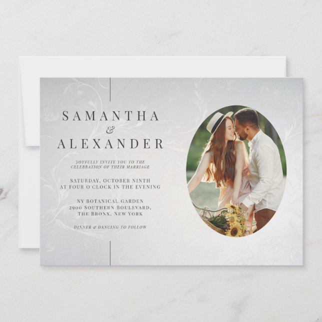 Inline Photo Modern Elegant QR Code Budget Wedding Invitation (Front)