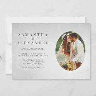 Inline Photo Modern Elegant QR Code Budget Wedding Invitation