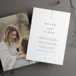 Inline Photo | Modern Minimal Wedding Invitation<br><div class="desc">A beautiful minimalist typography based wedding invitation featuring your names in classic lettering, joined with modern handwritten script accent lettering. Personalise with your wedding details beneath. Our Ash colorway makes a classic statement with soft black lettering on a crisp white background. Add a full-bleed vertical photo to the back for...</div>