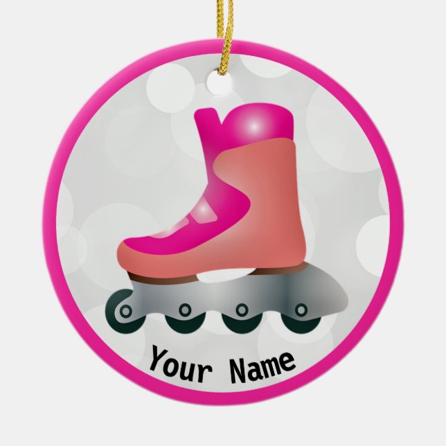 Inline Skate Design Ceramic Tree Decoration (Front)