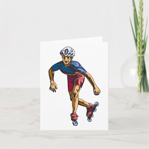 Inline Skater Cool Retro Rollerblading Card