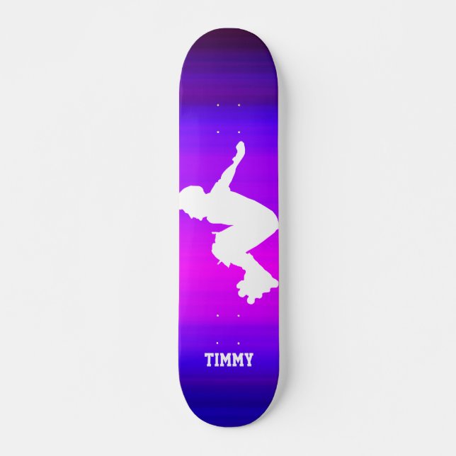 Inline Skater; Vibrant Violet Blue and Magenta Skateboard (Front)