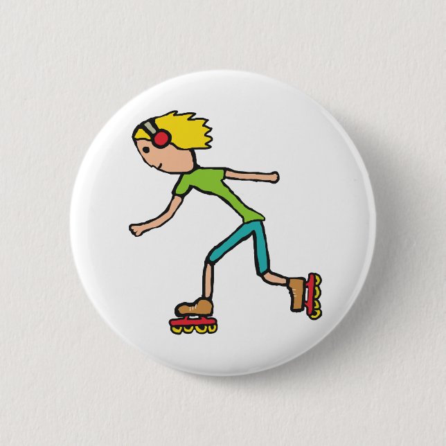 Inline Skating 6 Cm Round Badge (Front)