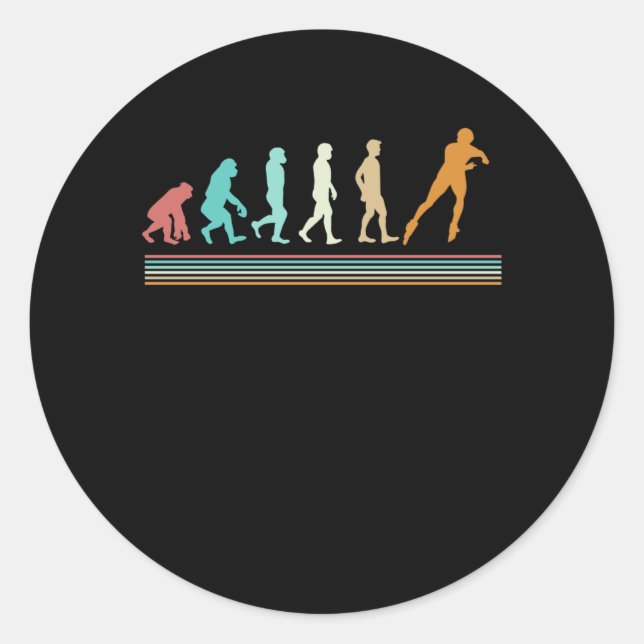 Inline Skating Evolution Roller Skater Classic Round Sticker (Front)