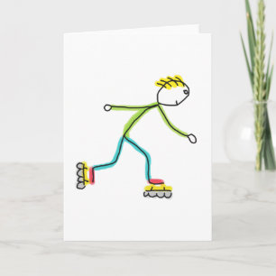 Inline Skating Stickman Card