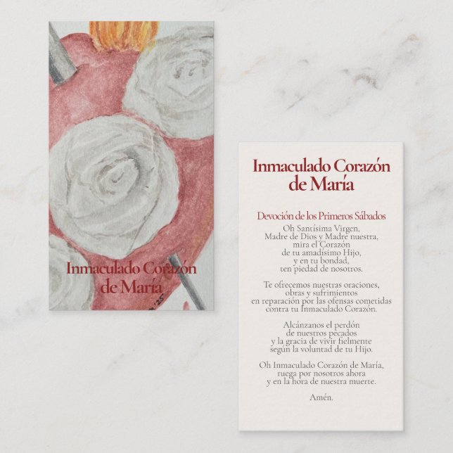 Inmaculado Corazón de María - Catholic Prayer Card (Front/Back)