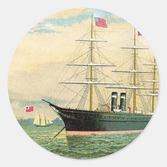 Inman Steamship Company Classic Round Sticker (Front)