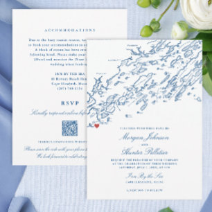 Inn by the Sea Casco Bay All-in-One QR Wedding Invitation