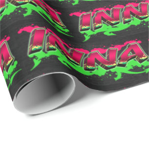 Inna First Name Name Graffiti red green Wrapping Paper