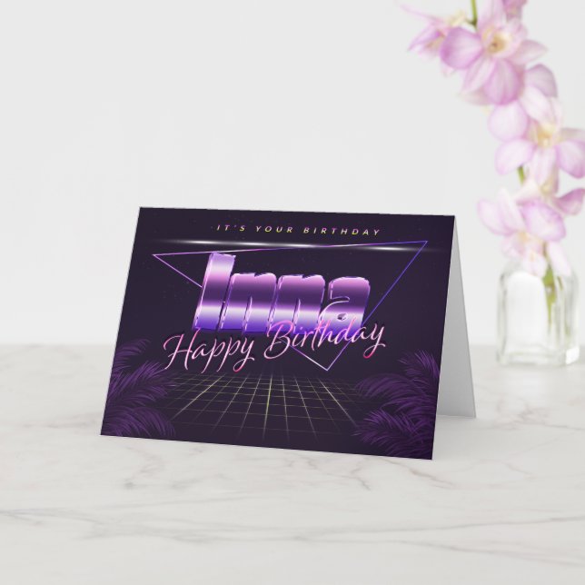 Inna Name First name pura retro card Birthday (Orchid)