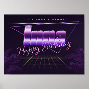 Inna Name Vorname lila retro Poster Geburtstag