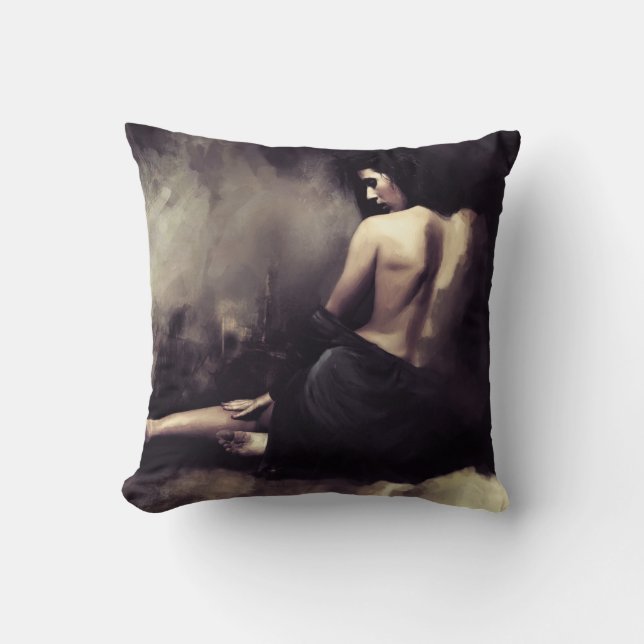 Inna - Sensual in the Dark, sexy girl oil paint Cushion (Front)