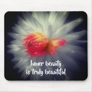 Inner Beauty Dahlia Flower Inspirational Words Mouse Mat