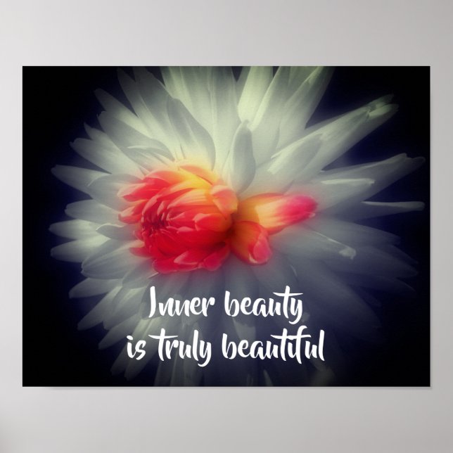 Inner Beauty Dahlia Flower Inspirational Words Poster (Front)