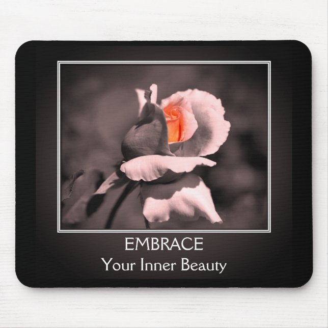Inner Beauty Rosebud Inspirational  Mouse Mat (Front)
