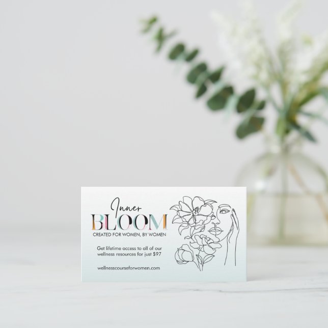 Inner Bloom Women's Wellness Course Business Card (Standing Front)