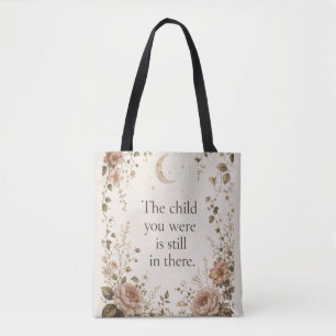 Inner Child Healing Vintage Floral Quote Tote Bag