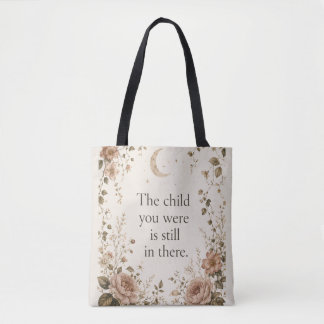 Inner Child Healing Vintage Floral Quote Tote Bag